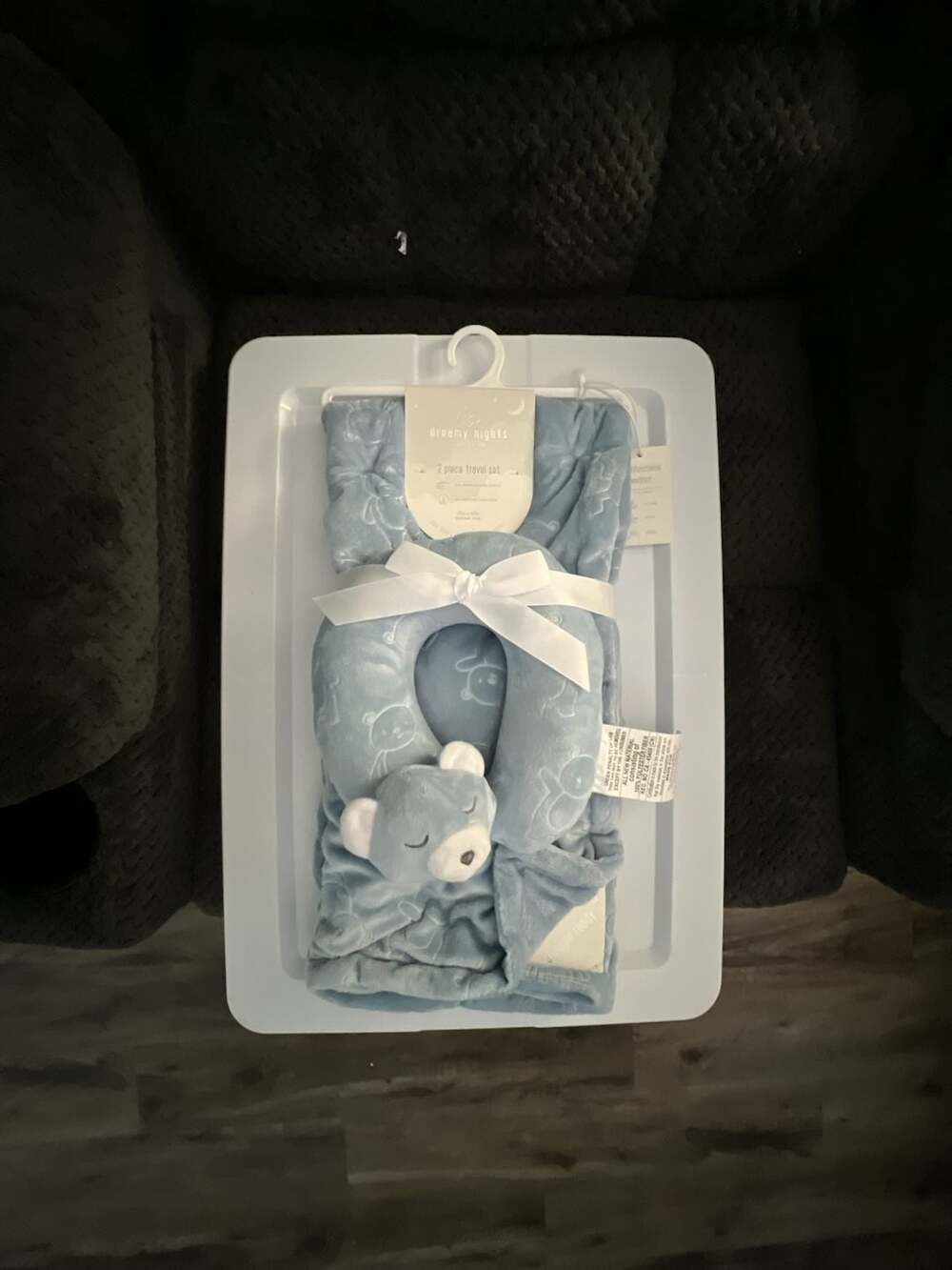 Dreamy Nights 2-Piece Baby Travel Set with Bear Blanket and Neck Support Pillow